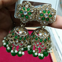Manisha Jewellery Statement Pota Stone And Beads Jhumki Earrings