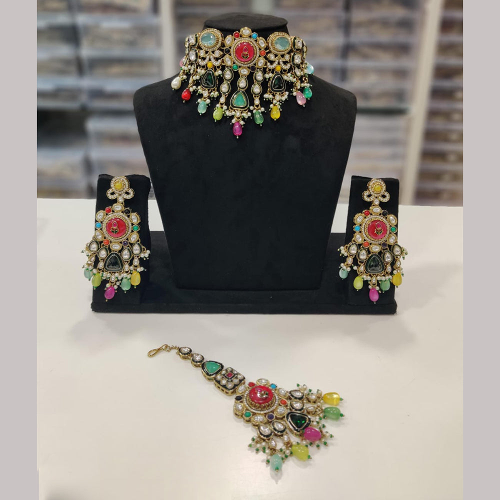 Manisha Jewellery Classic Pota Stone And Beads Choker Necklace Set