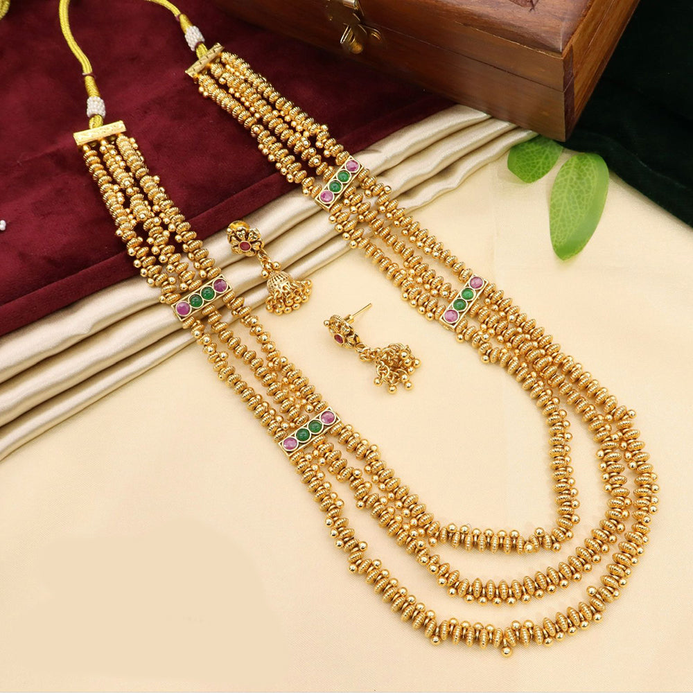 Manisha Jewellery Classic Pota Stone And Beads Long Necklace Set