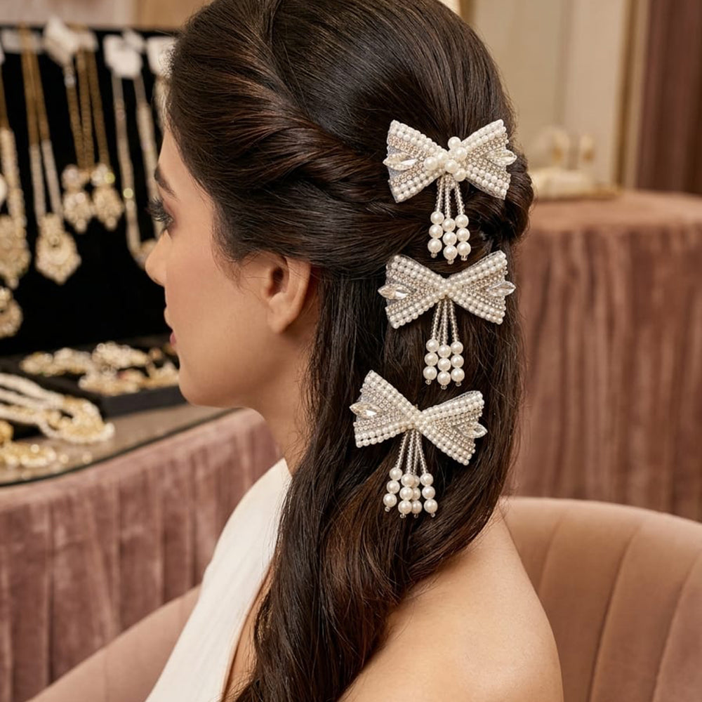 Manisha Jewellery Sparkling Crystal Stone Bow Hair Clip Accessories
