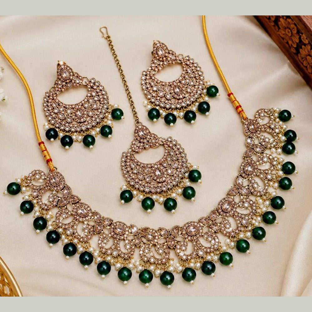Manisha Jewellery Elegant Crystal Stone And Beads Necklace Set