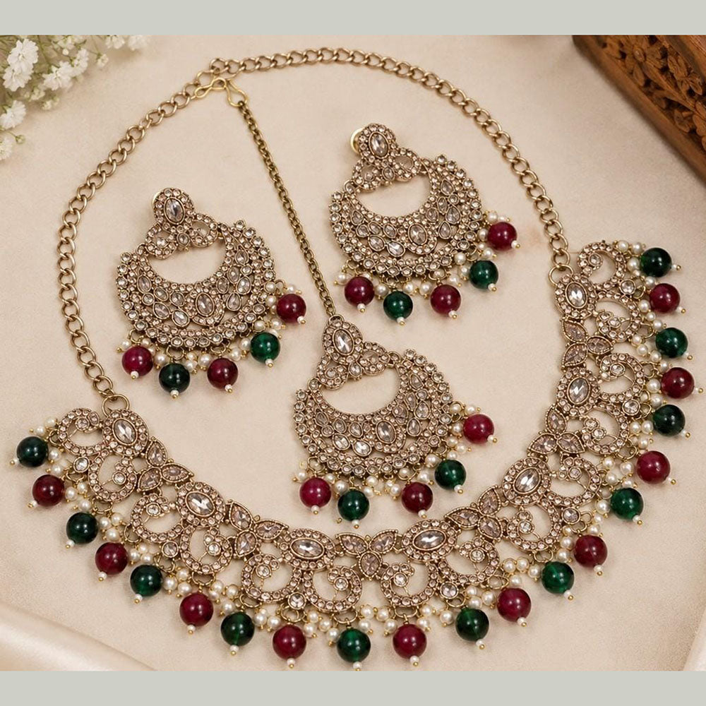 Manisha Jewellery Elegant Crystal Stone And Beads Necklace Set
