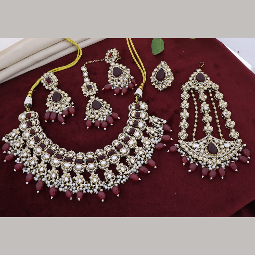 Manisha Jewellery Graceful Kundan Stone And Beads Necklace Set