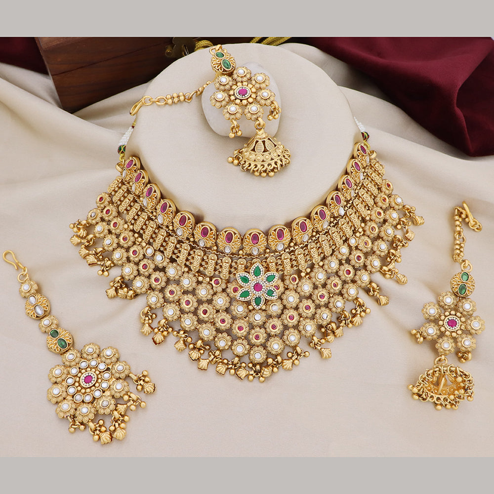 Manisha Jewellery Premium Pota Stone And Beads Choker Necklace Set