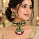Manisha Jewellery Premium Pota Stone And Beads Choker Necklace Set