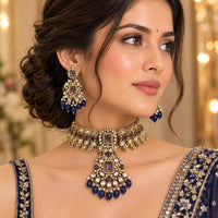 Manisha Jewellery Premium Pota Stone And Beads Choker Necklace Set