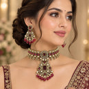 Manisha Jewellery Premium Pota Stone And Beads Choker Necklace Set