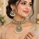 Manisha Jewellery Premium Pota Stone And Beads Choker Necklace Set