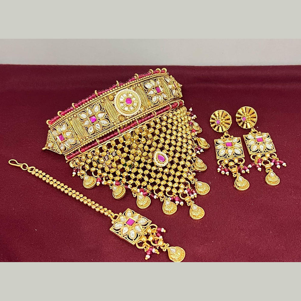 Manisha Jewellery Premium Pota Stone And Beads Choker Necklace Set