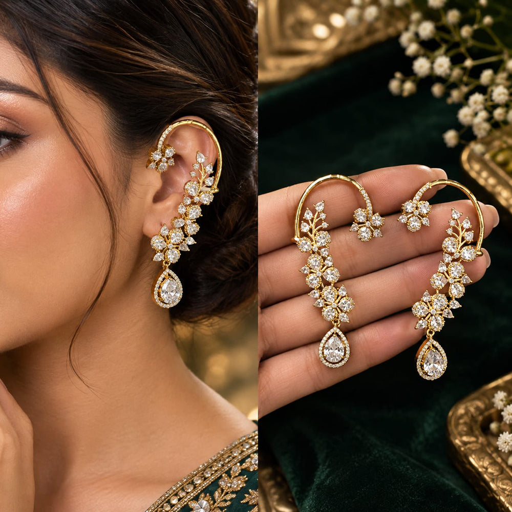 Manisha Jewellery Designer American Daimond Earcuff Earrings