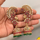Manisha Jewellery Designer Sparkling Pota Stone And Pearl Earcuff Jhumki Earrings