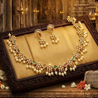 Manisha Jewellery Designer Austrian Stone And Pearl  Necklace Set