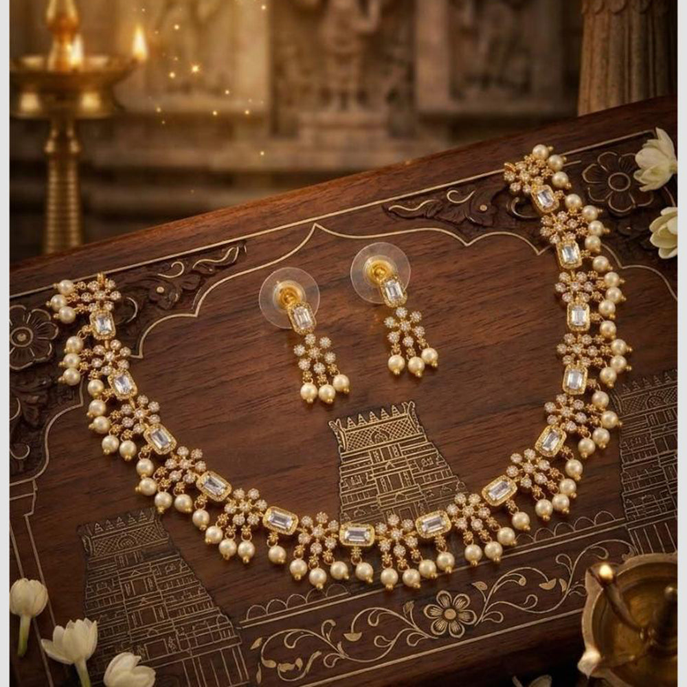 Manisha Jewellery Designer Austrian Stone And Pearl  Necklace Set