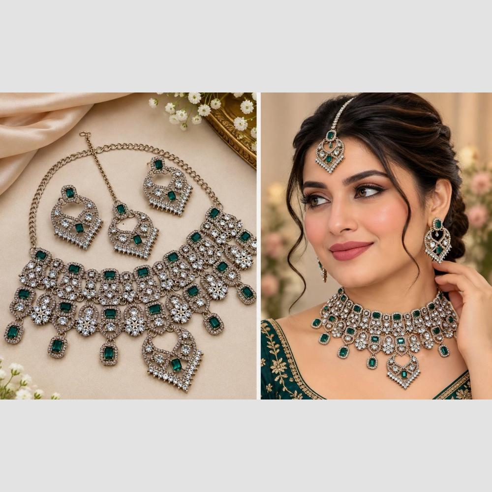 Manisha Jewellery Designer Crystal Stone And Austrian Stone Necklace Set