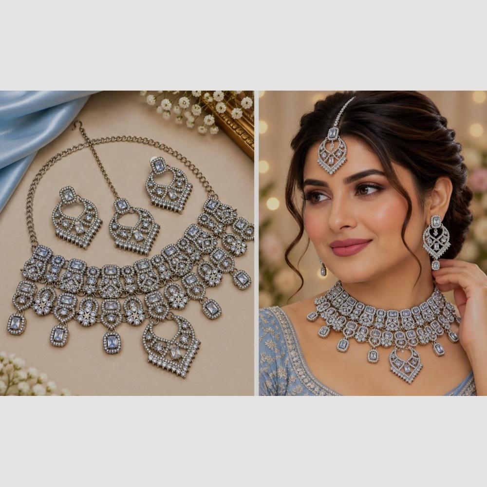 Manisha Jewellery Designer Crystal Stone And Austrian Stone Necklace Set