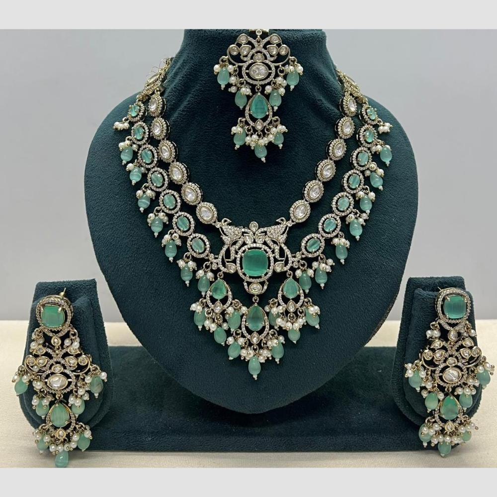 Manisha Jewellery Designer American Diamond And Beads Necklace Set for Women  