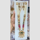 Manisha Jewellery Designer Pota Stone And Pearl Meenakari Long  Necklace Set