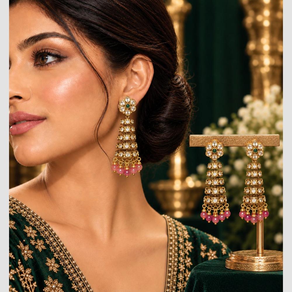 Manisha Jewellery Traditional Austrain Stone And Pearls Jhumki Earrings