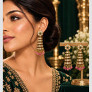 Manisha Jewellery Traditional Austrain Stone And Pearls Jhumki Earrings