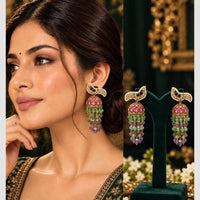 Manisha Jewellery Traditional Austrain Stone And Pearls Jhumki Earrings