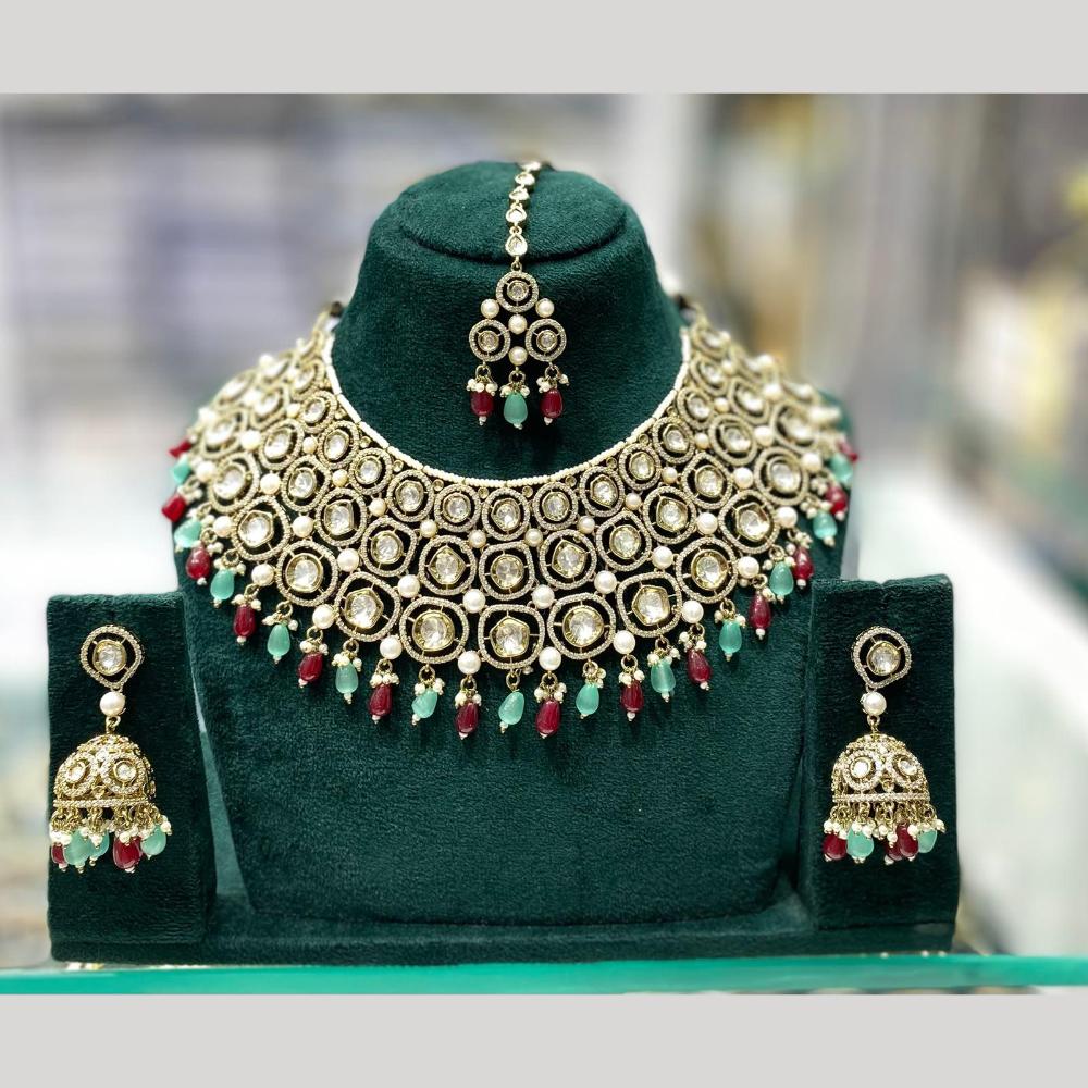Manisha Jewellery Elegant Polki Kundan Stone And Pearl Choker Necklace Set for Women