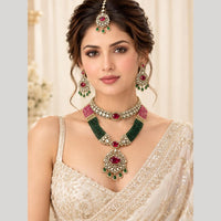 Manisha Jewellery Elegant Polki Kundan Stone Double Necklace Set for Women