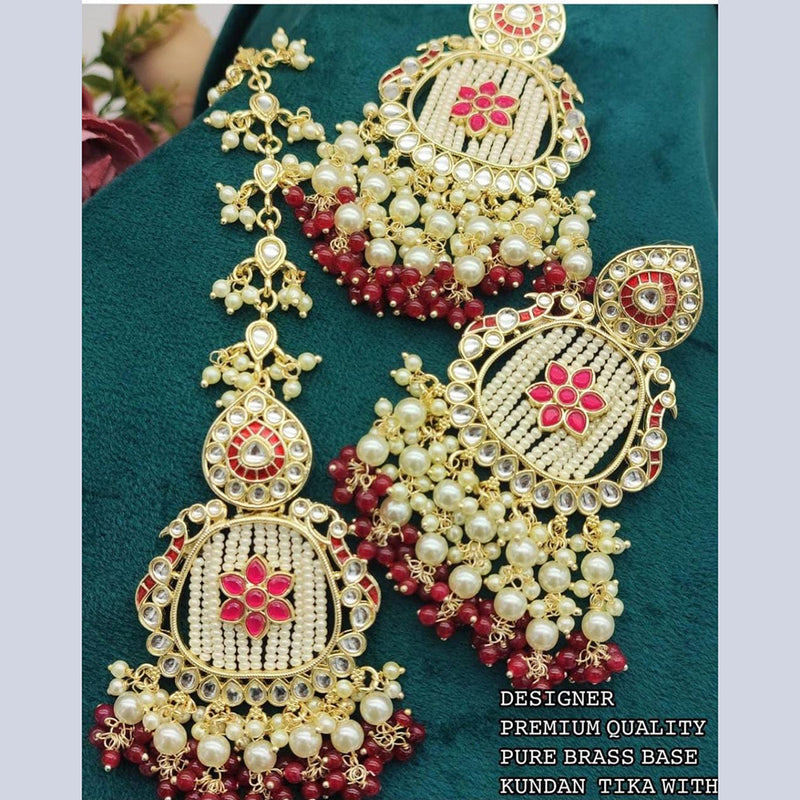 An elegant kundan earrings Design online Stone Colour Red