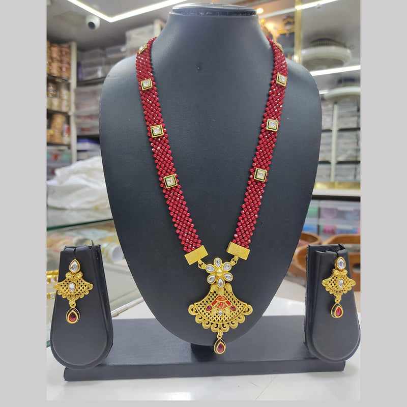 Silver Gold Plated Long Necklace – Nakoda Payals