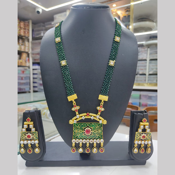 Lucentarts Jewellery Gold Plated Long Meenakari Necklace Set