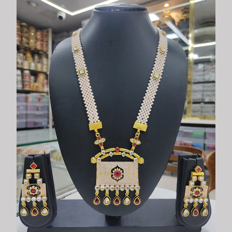 Lucentarts Jewellery Gold Plated Long Meenakari Necklace Set