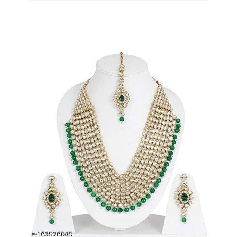 Lucentarts Jewellery Gold Plated Kundan Stone Long Necklace Set