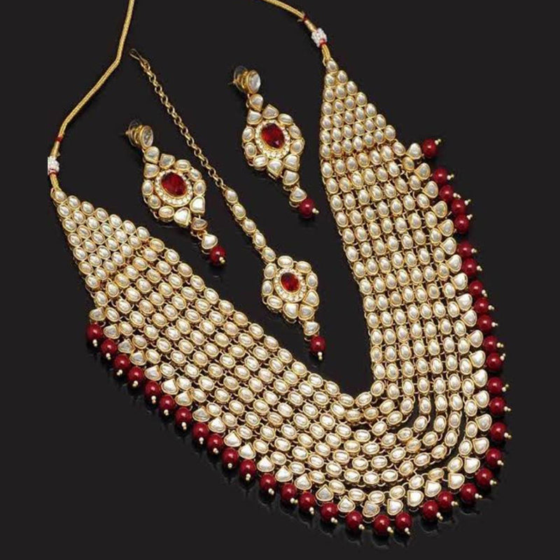 Lucentarts Jewellery Gold Plated Kundan Stone Long Necklace Set