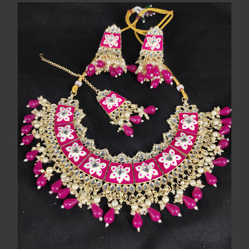 Lucentarts Jewellery Gold Plated Meenakari Necklace Set