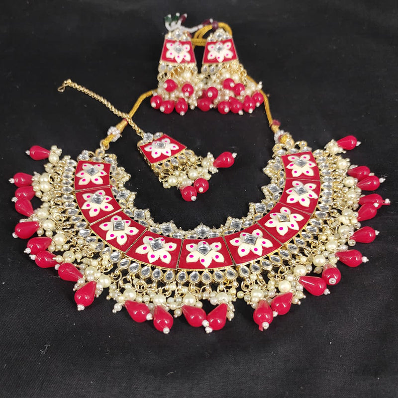 Lucentarts Jewellery Gold Plated Meenakari Necklace Set