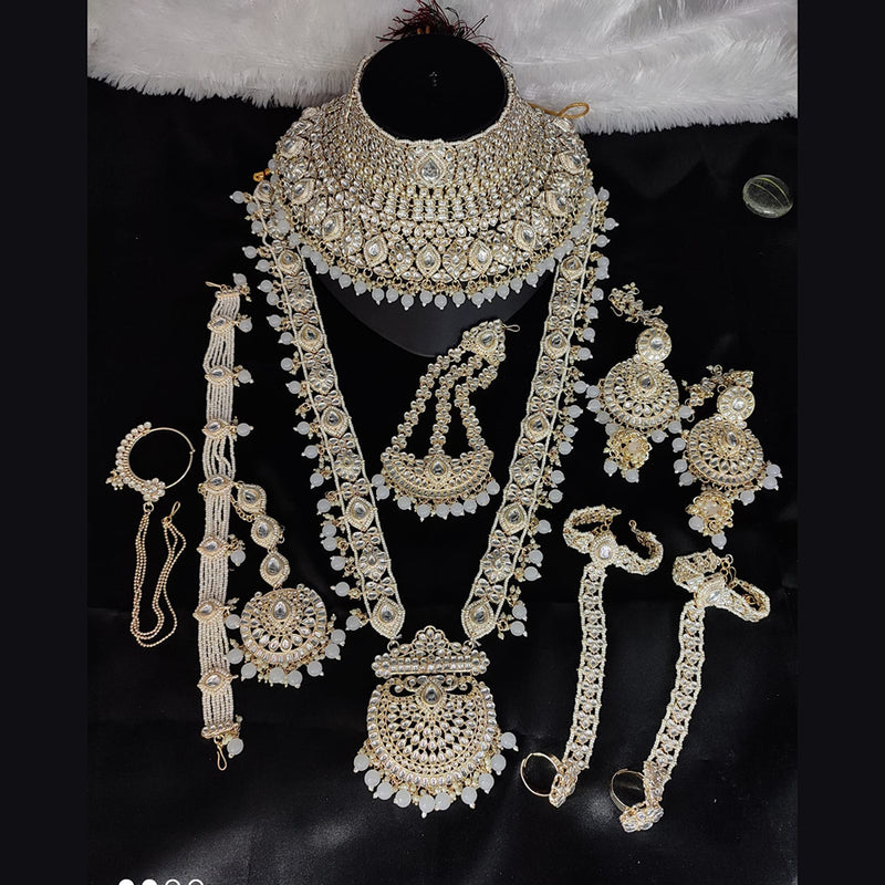 Lucentarts Jewellery Gold Plated Kundan Stone Bridal Set