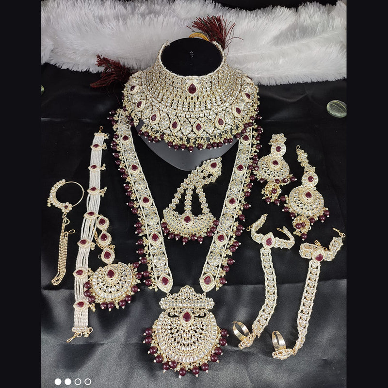 Lucentarts Jewellery Gold Plated Kundan Stone Bridal Set