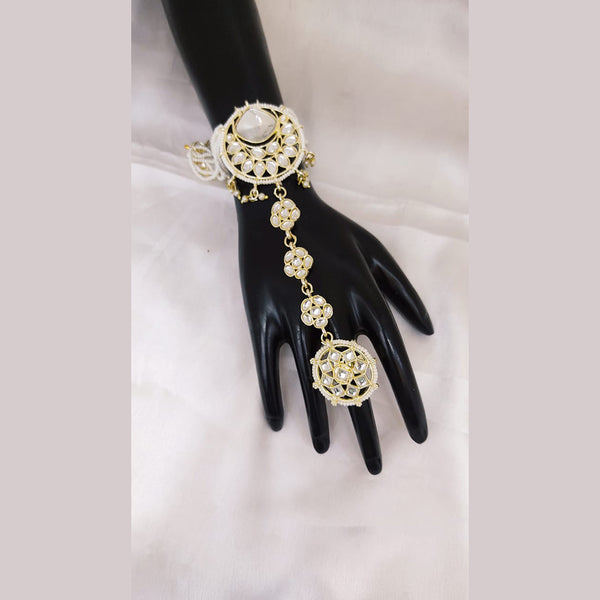 Lucentarts Jewellery Gold Plated Kundan Stone Hand Harness