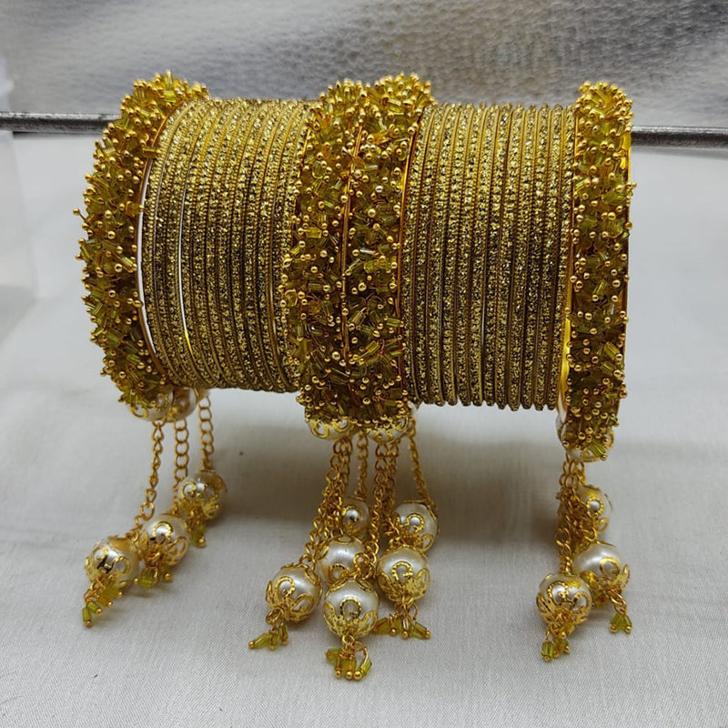 Lucentarts Jewellery Gold Plated Velvet Bangle Set