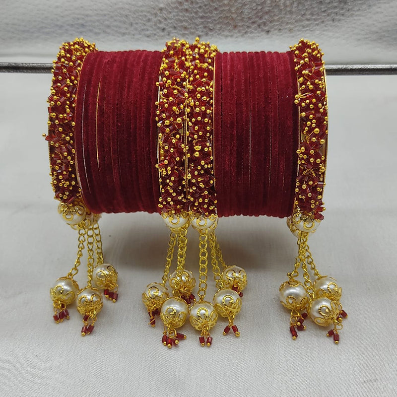 Lucentarts Jewellery Gold Plated Velvet Bangle Set