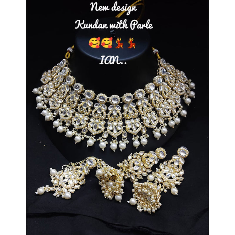 Lucentarts Jewellery Gold Plated Kundan Stone Necklace Set