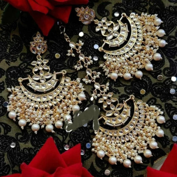 Lucentarts Jewellery Gold Plated Earrings & Maangtikka