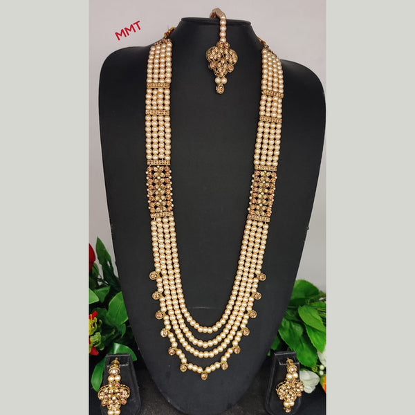 Lucentarts Jewellery Gold Plated Beads Long Necklace Set