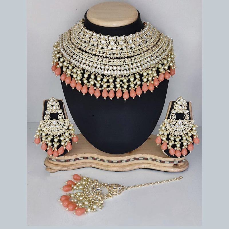 Lucentarts Jewellery Gold Plated Kundan Stone Necklace Set