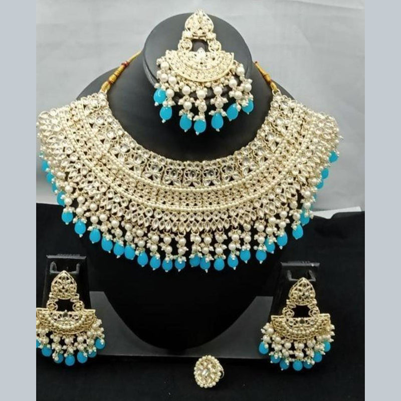 Lucentarts Jewellery Gold Plated Kundan Stone Necklace Set