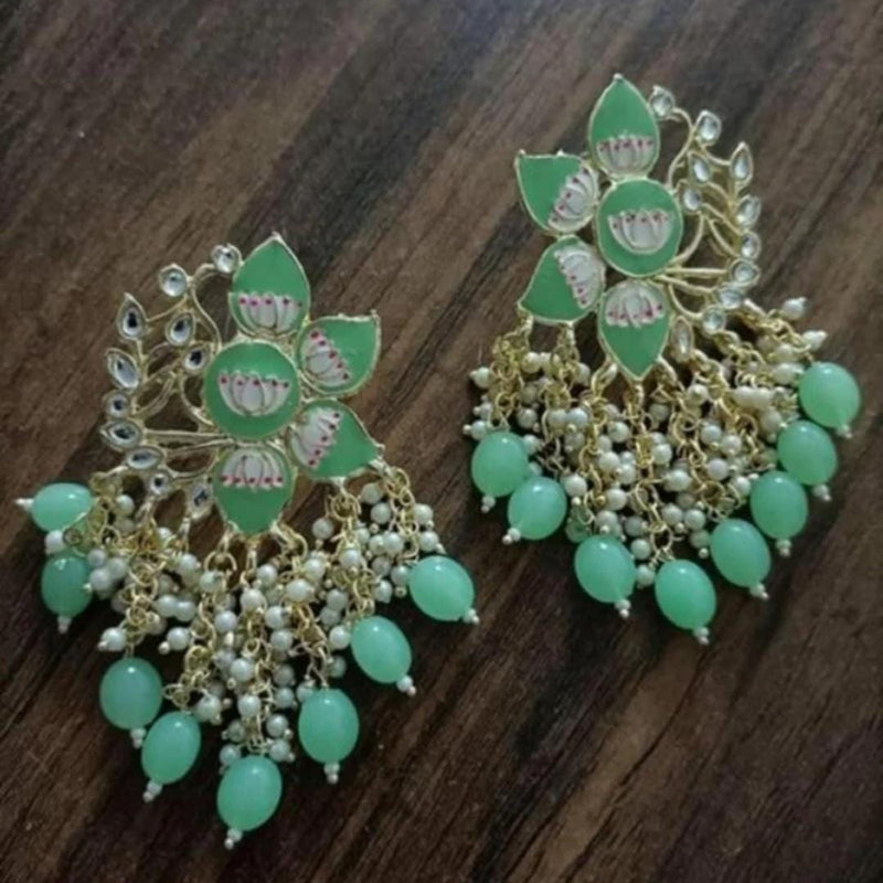 Lucentarts Jewellery Gold Plated Meenakari Dangler Earrings