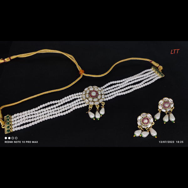 Lucentarts Jewellery Gold Plated Pearls Choker Necklace Set