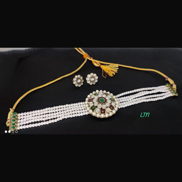 Lucentarts Jewellery Gold Plated Pearls Choker Necklace Set