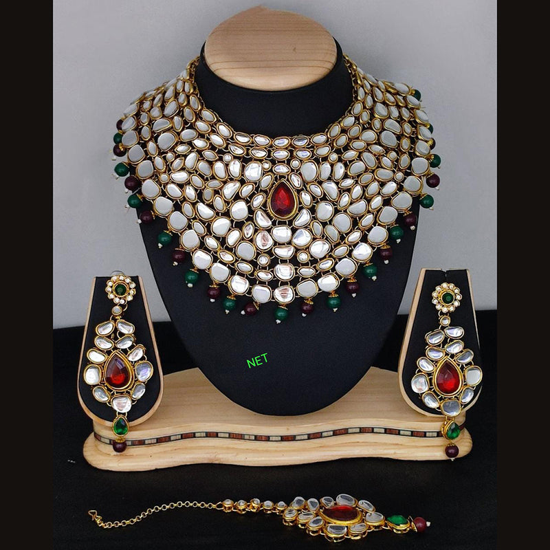 Lucentarts Jewellery Gold Plated Kundan Stone Necklace Set