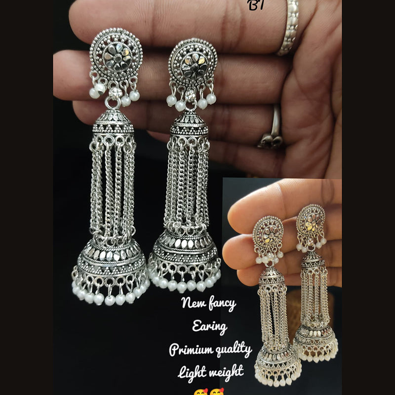 Lucentarts Jewellery Silver Plated Jhumki Earrings