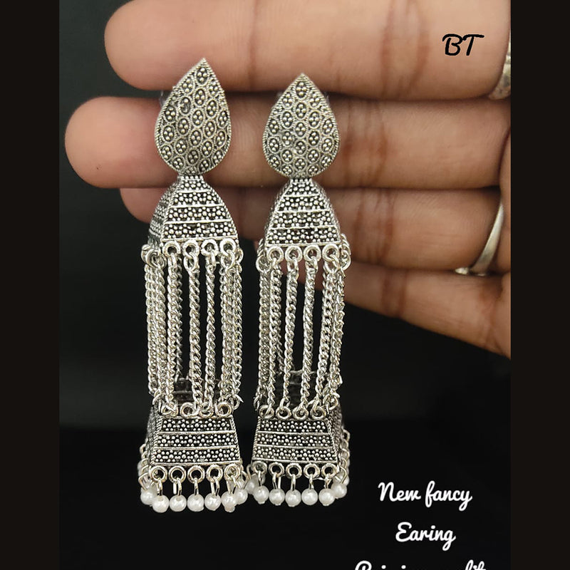 Lucentarts Jewellery Silver Plated Jhumki Earrings